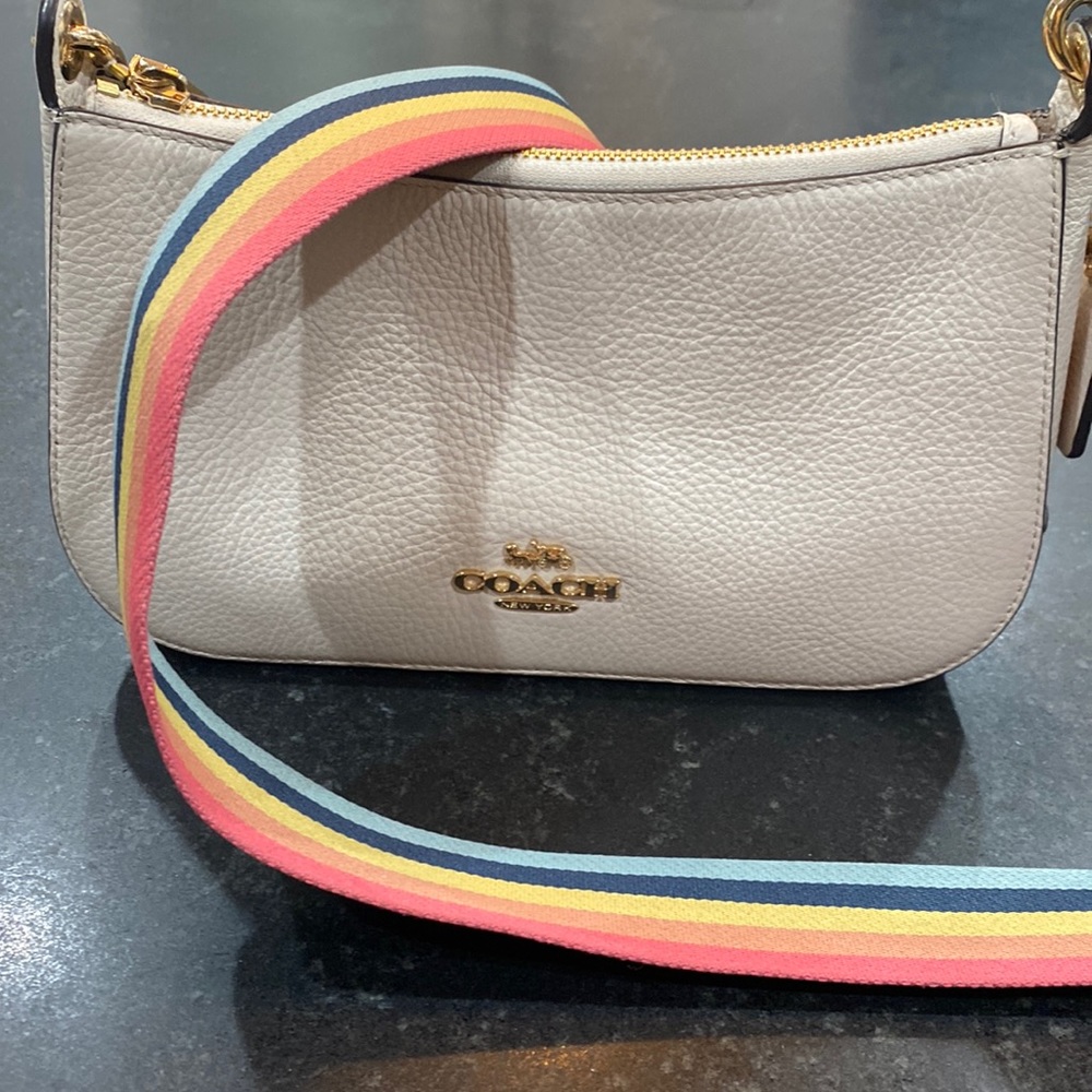 Coach purse rainbow strap